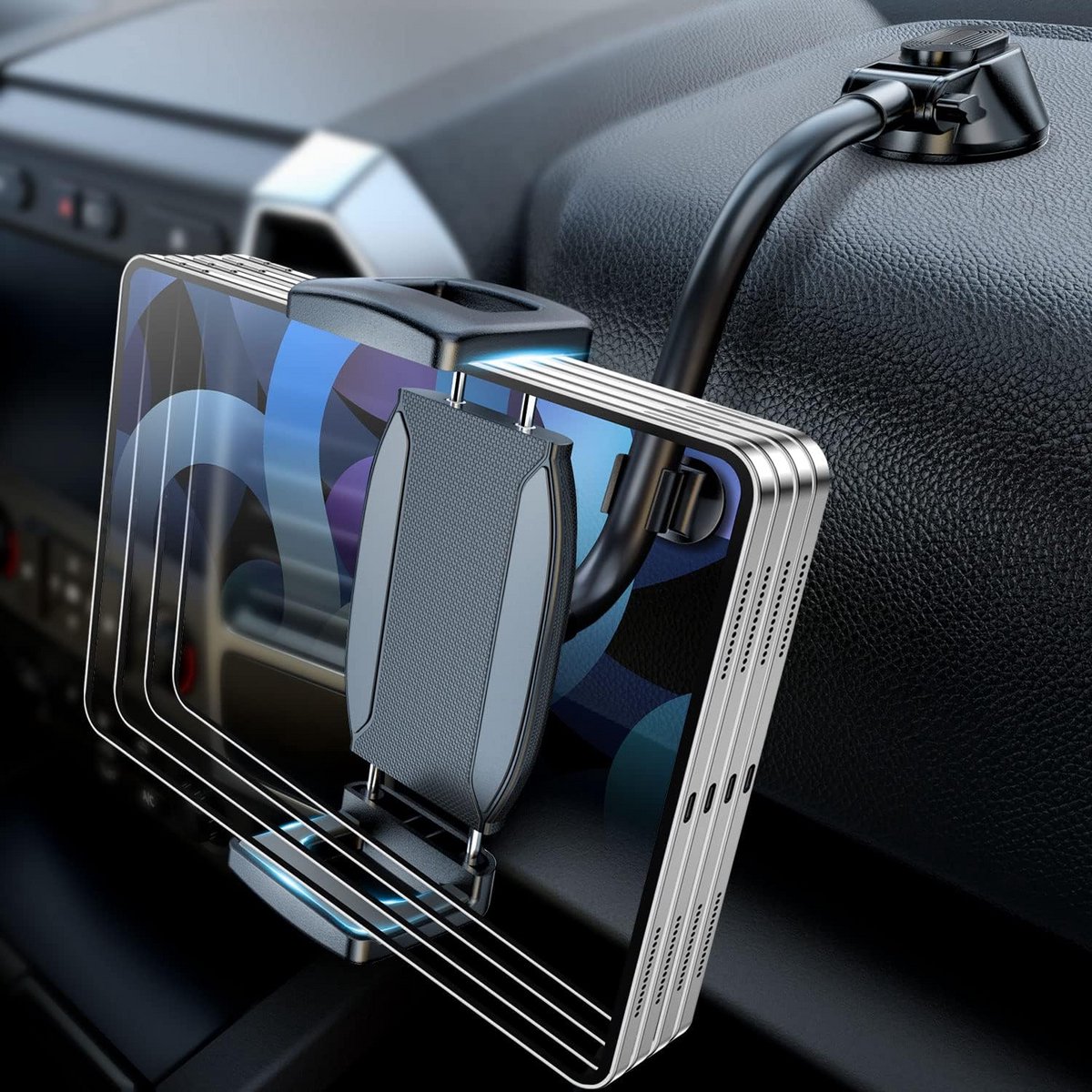 Tablethouder voor Auto met Extra Diepe Klem en Zwanenhals - Geschikt voor 6"-11" Tablets