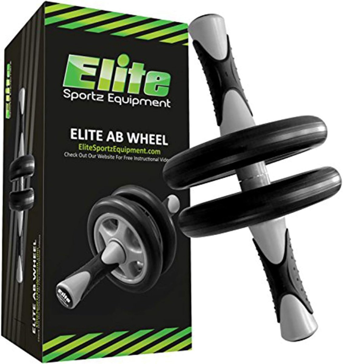 Ab Roller Dubbel Wiel - Buikspierroller Core Trainer - Thuis Krachttraining - Antislip Handgrepen - 558 g - Zwart