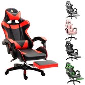 Trust Gaming GXT 707R Resto Gaming Chair, 360° Bureaustoel, Verstelbare Armleuningen, 2 Verwijderbare en Verstelbare Kussens, Sterke en Robuuste Metalen Standaard, Gaming Stoel – Rood
