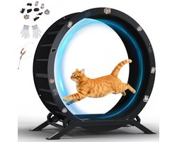GTPLAYER - Katten Loopwiel XL 100 cm - Ultrastil met Afneembare Mat - Diepzwart Metaal