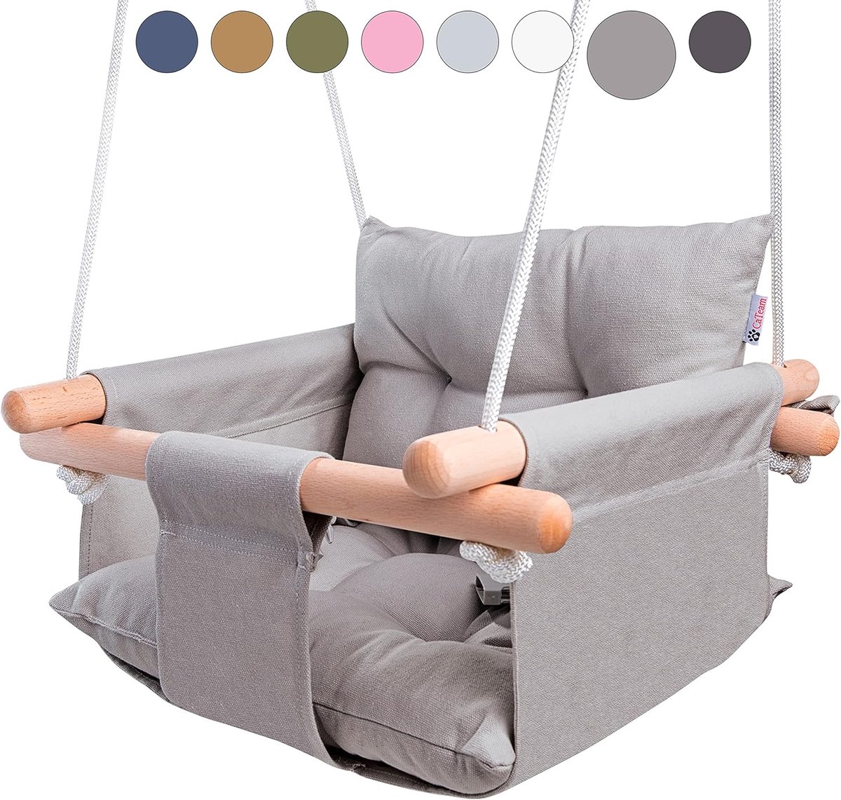 Canvas Baby Schommelstoel met Veiligheidsriem - Duurzaam & Geschikt voor Binnen en Buiten