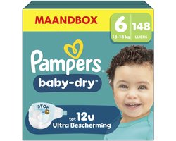 Pampers Baby-Dry Maat 6 - 148 Luiers - 13kg-18kg - Maandbox