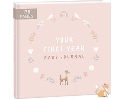 mintkind First Year Baby Journal – 176 pagina's memory book to document baby Milestones – roze hardcover – genderneutraal fotoalbum – doordacht cadeau voor birth of babyshower