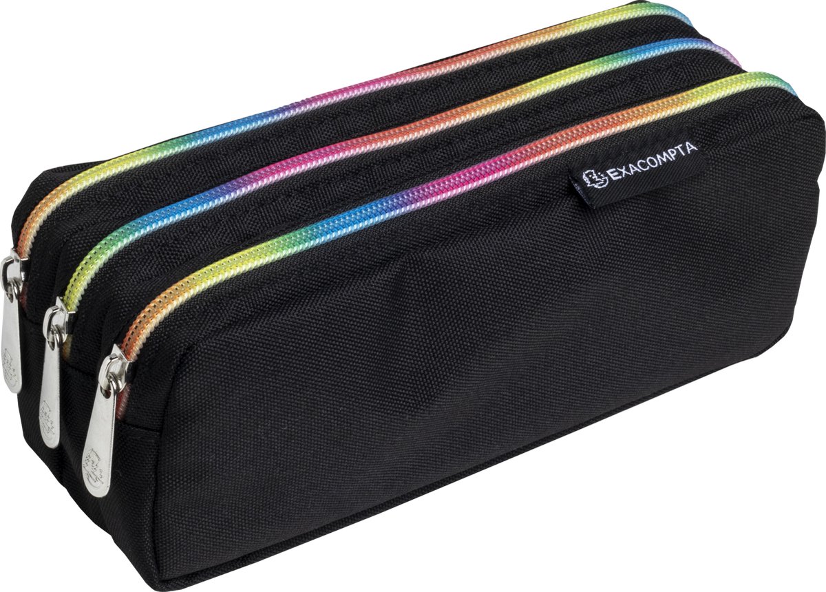 Exacompta 6x Rechthoekig pennenetui met 3 vakken Rainbow - Zwart - 52140E
