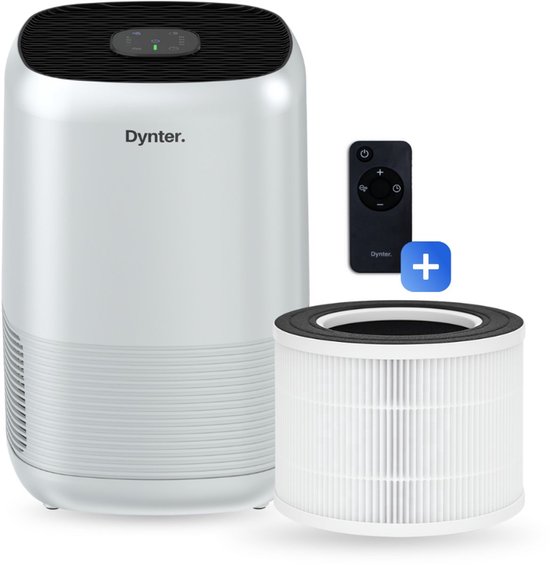 Dynter AirPure Plus - Luchtreiniger - Stil & Krachtig - CADR 260 m3/h - Tegen hooikoorts, verkoudheid, allergie, stof en pollen - Automatische stand - met HEPA 13 filter & koolstoffilter - Slaapstand - Voor slaapkamer, woonkamer, kantoor (PA244)