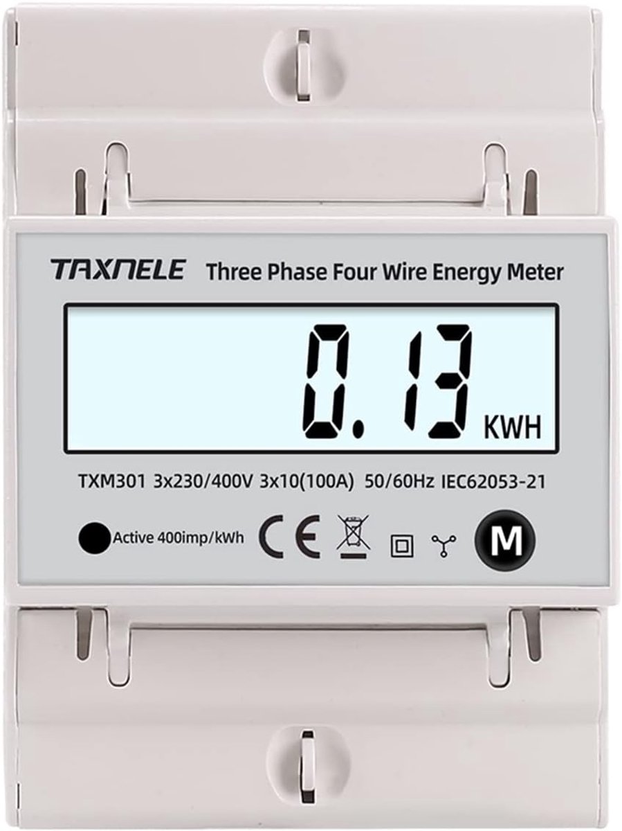 Driefasige energieteller met bidirectionele meetfunctie voor zonne-energie 100 A