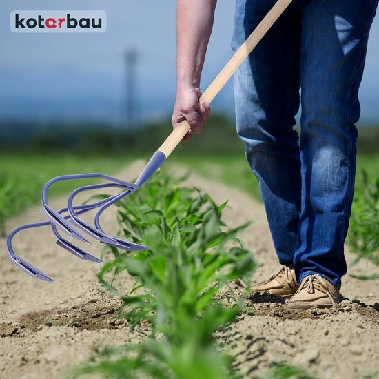 KOTARBAU® 5 Teeth Hand Cultivator with Wooden Handle Scissors 175 cm Weed Grower for Weeds, Garden Tools for Garden Care, Grower, Hand Plow, Garden Accessories van KOTARBAU — afbeelding 2