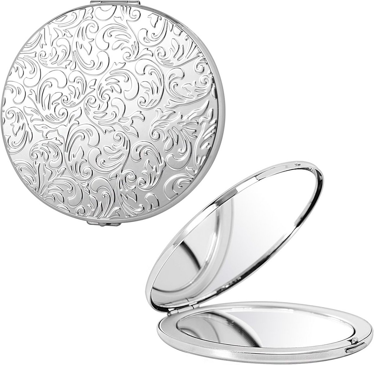 Ovale mini metalen klapspiegel - Compacte en duurzame handspiegel met 1X/2X vergroting