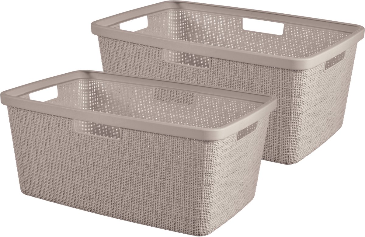 Curver Jute Wasmand - 46L - 2 stuks - Taupe