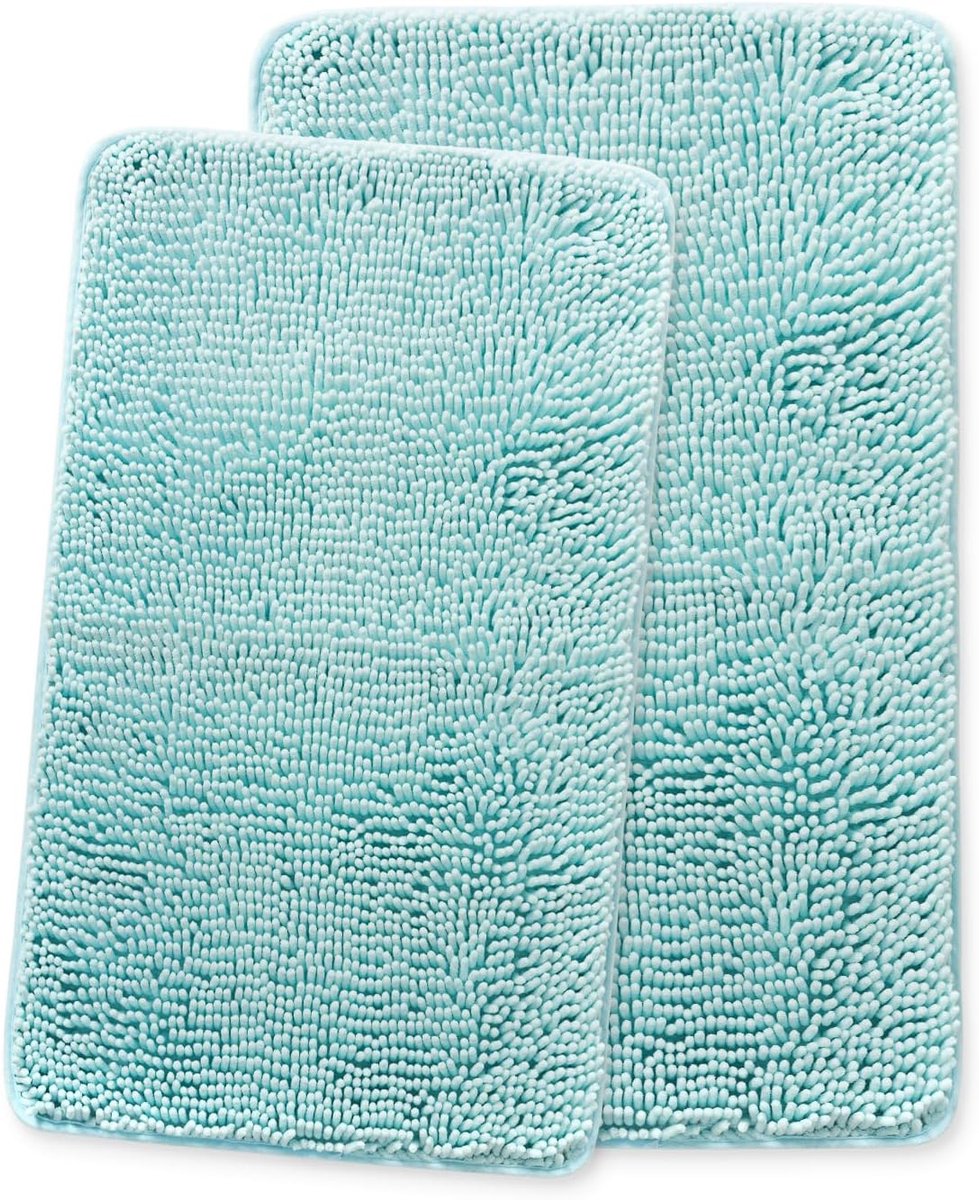 Aqua Badkamertapijten Set van 2 - Dikke Chenille Badmatten | Absorberend, Wasbaar, Antisli