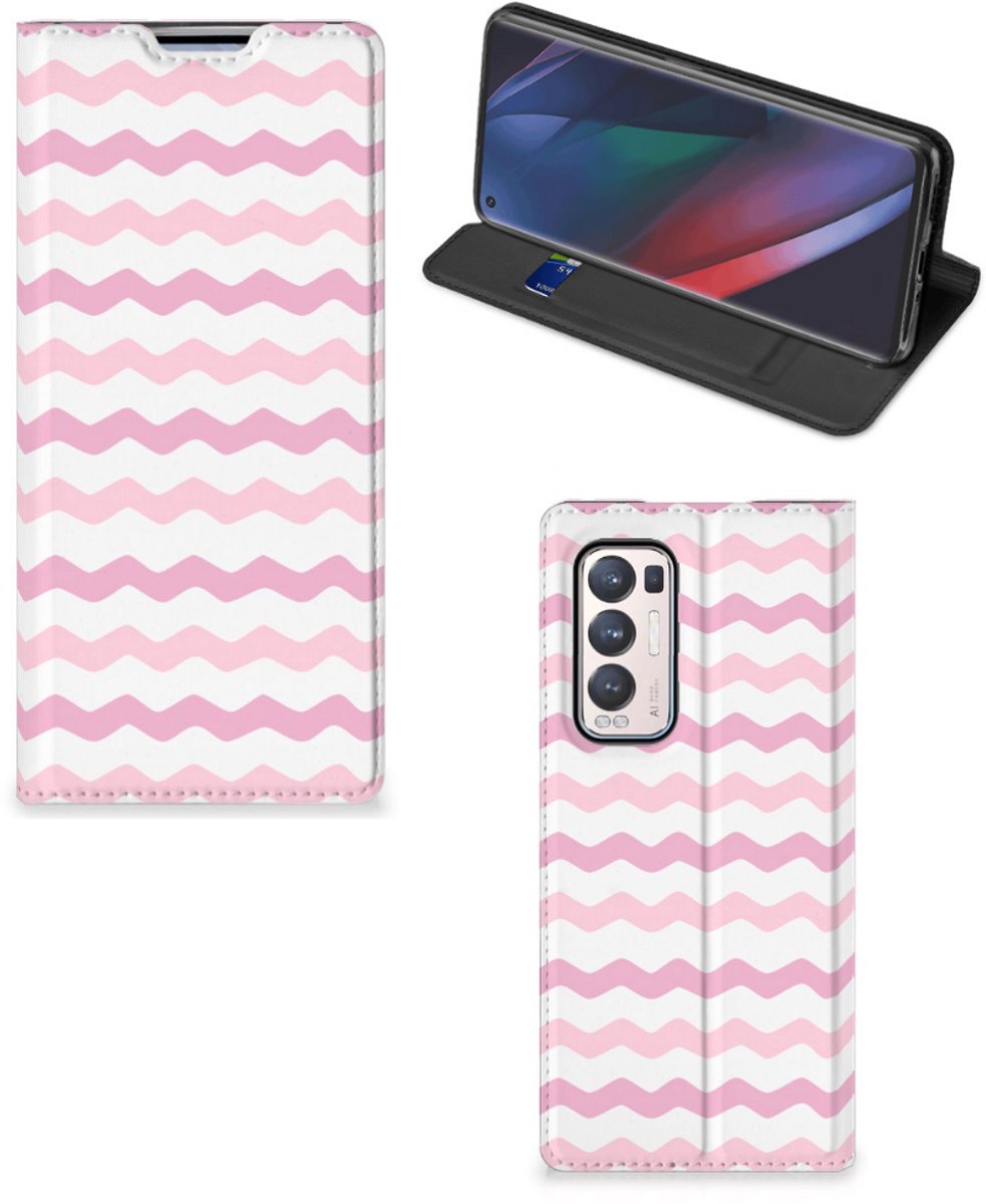 OPPO Find X3 Neo Hoesje met Magneet Waves Roze