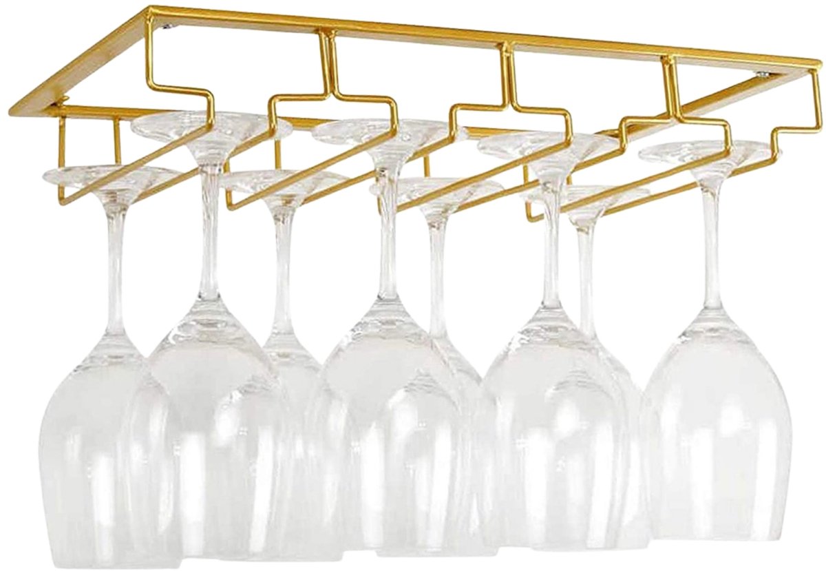 Wijnglazenhouder - Goud - 12 Glazen - 40 cm x 22,5 cm x 6 cm - Wijnglazenrek - Wijnglazenhouder Ophangrek - Glasophangrek - Glazenrek - Wijnglazen houder - Wijnrek