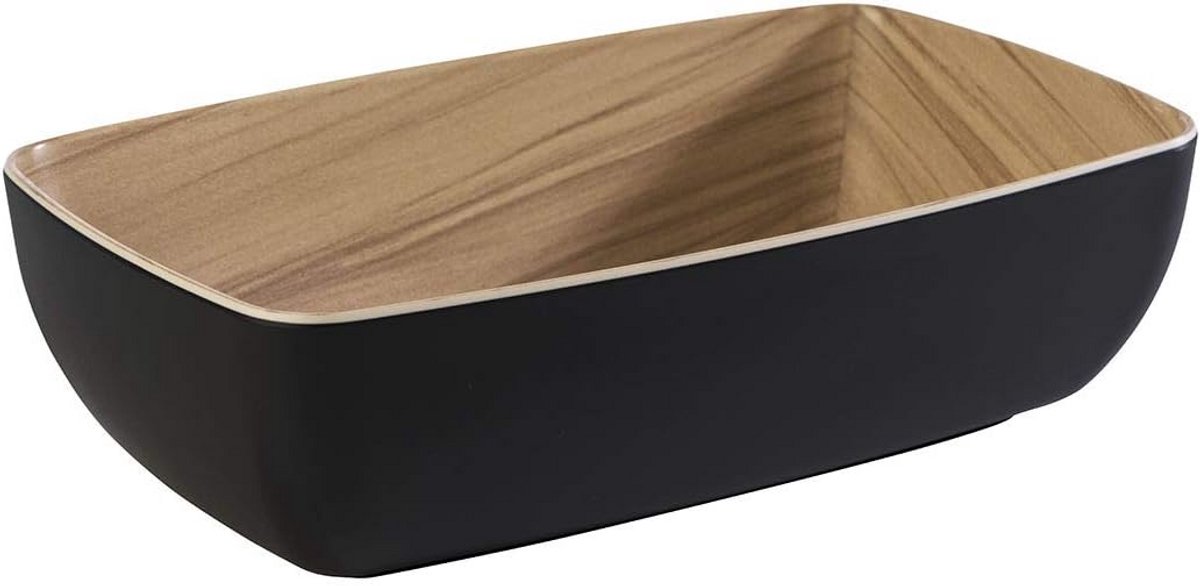 Melamine schaal 1/4 schaal - Zwart, 1,8 liter inhoud, 26,5 x 16,2 cm