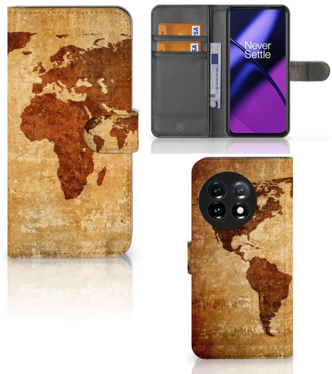 OnePlus 11 Flip Cover Wereldkaart