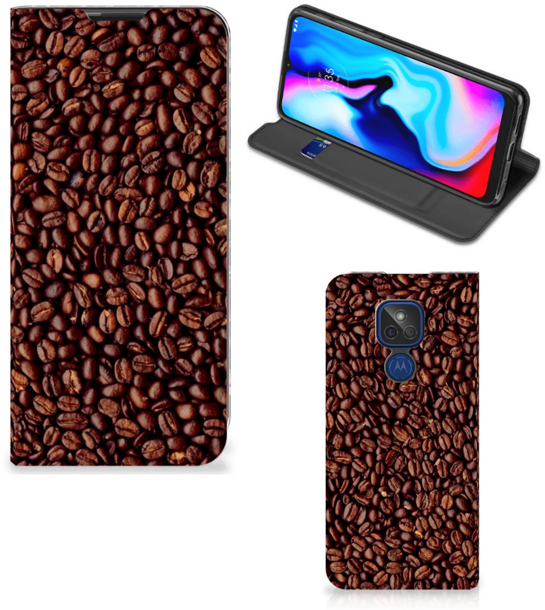 Motorola Moto G9 Play Flip Style Cover Koffiebonen
