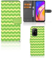 Coque de téléphone OPPO Reno5 Z | A94 5G Book Case Vagues Vert