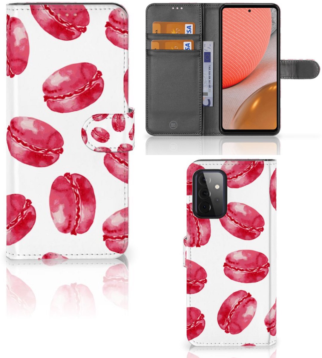 Samsung Galaxy A72 Book Cover Pink Macarons