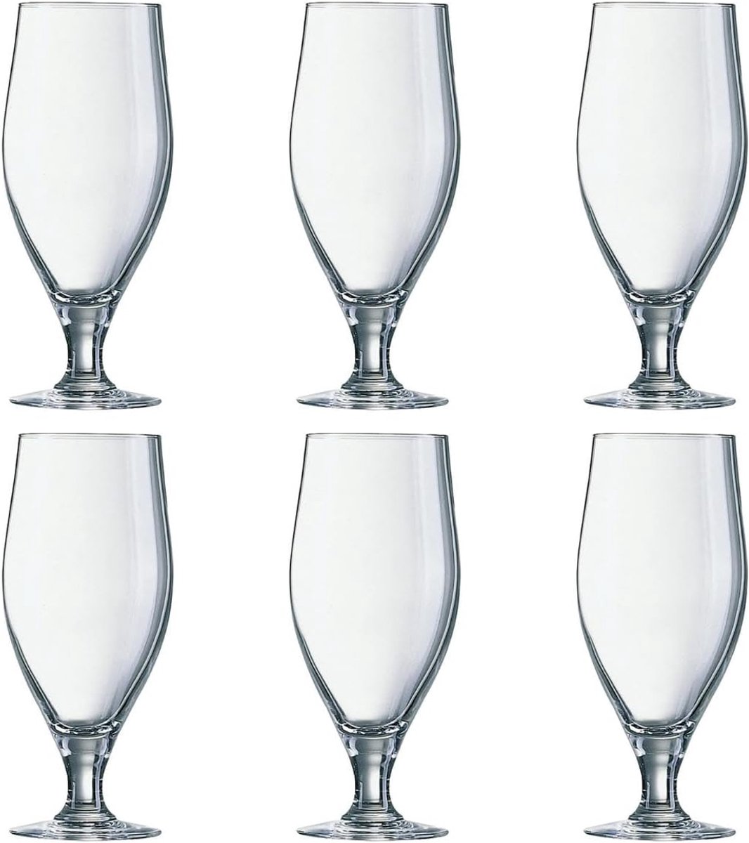 Biertulp 380 ml - Set van 6 glazen - Transparant, Vaatwasserbestendig