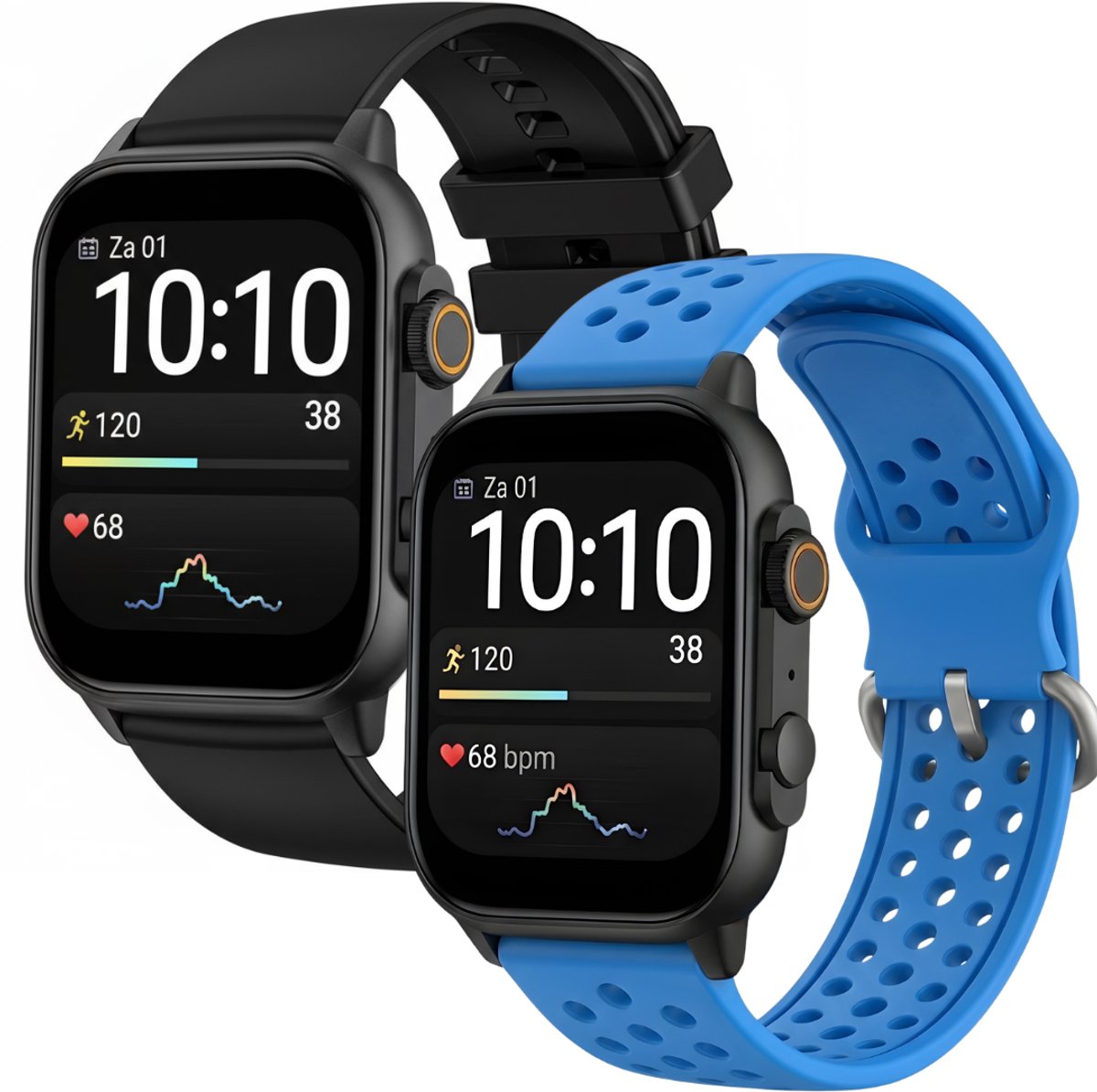 Cinturio Commander Smartwatch - Twee bandjes Aero Blue & Solid Black - Omoled Scherm - Voor heren en voor dames