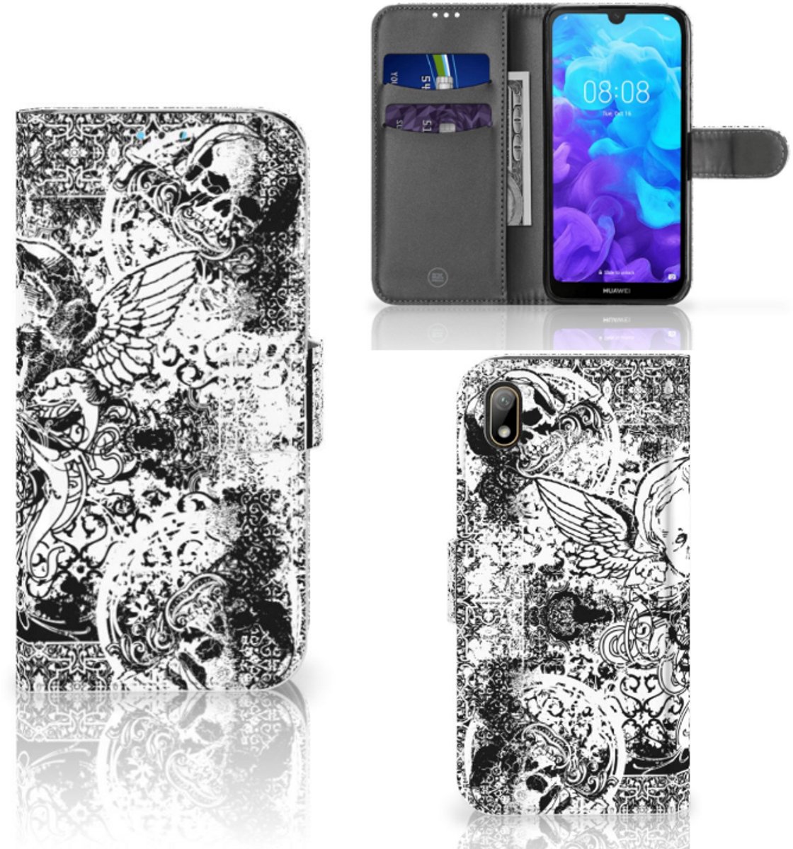 Telefoonhoesje met Naam Huawei Y5 (2019) Skulls Angel