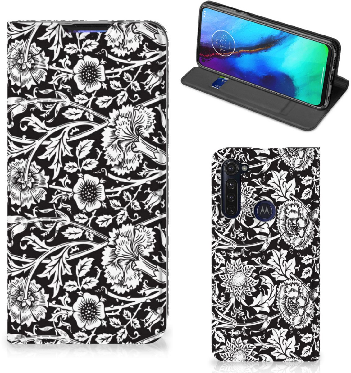 Motorola Moto G Pro Smart Cover Black Flowers