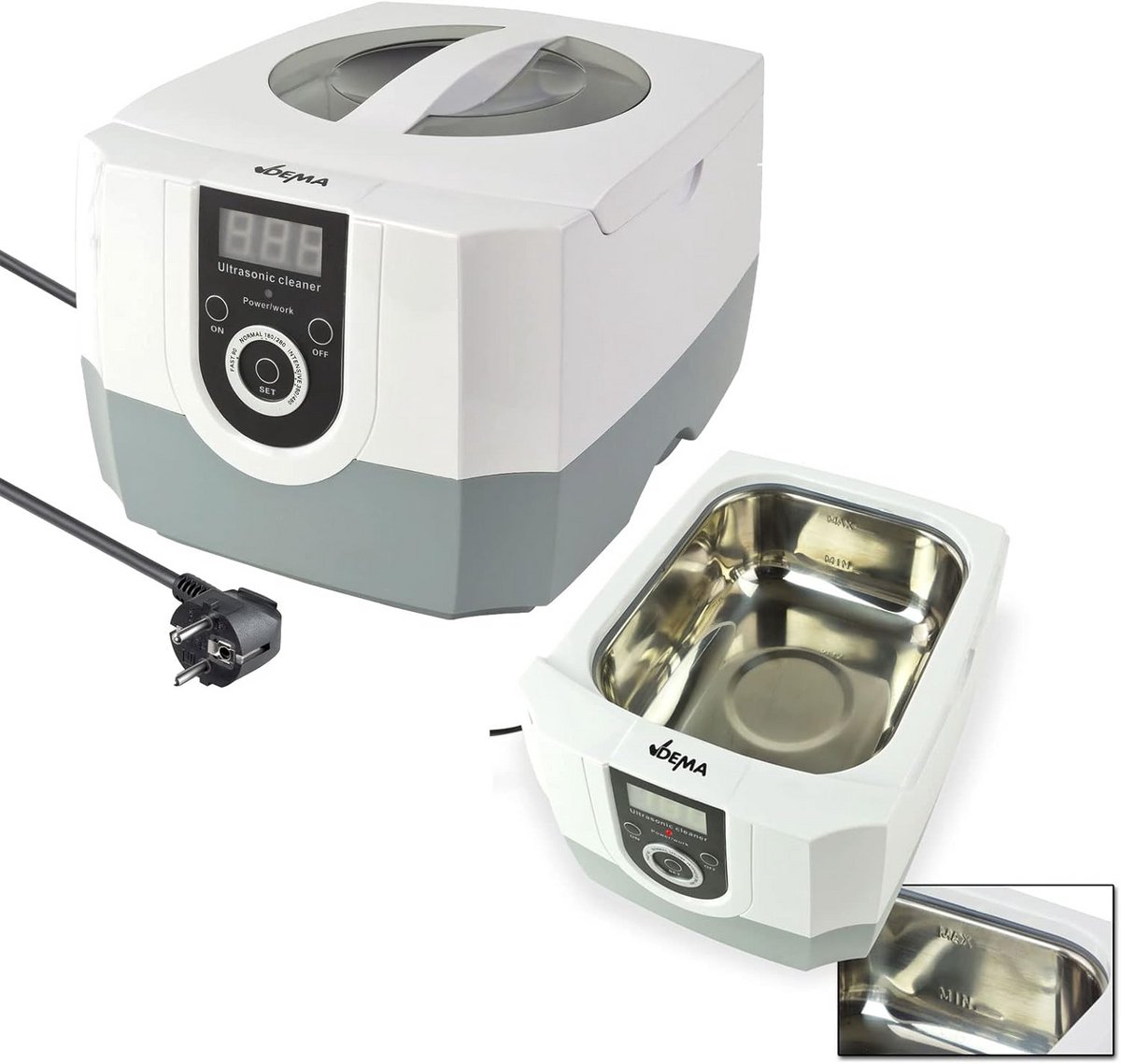 Ultrasoon reinigingsapparaat met 1400 ml capaciteit en 5-traps timer voor grondige reiniging