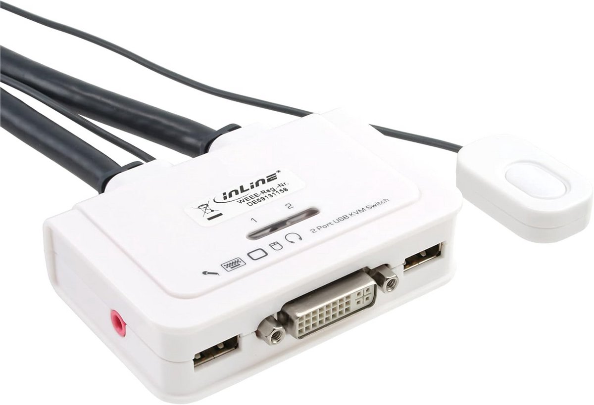 KVM Switch Adapter 2-poort DVI USB met audio