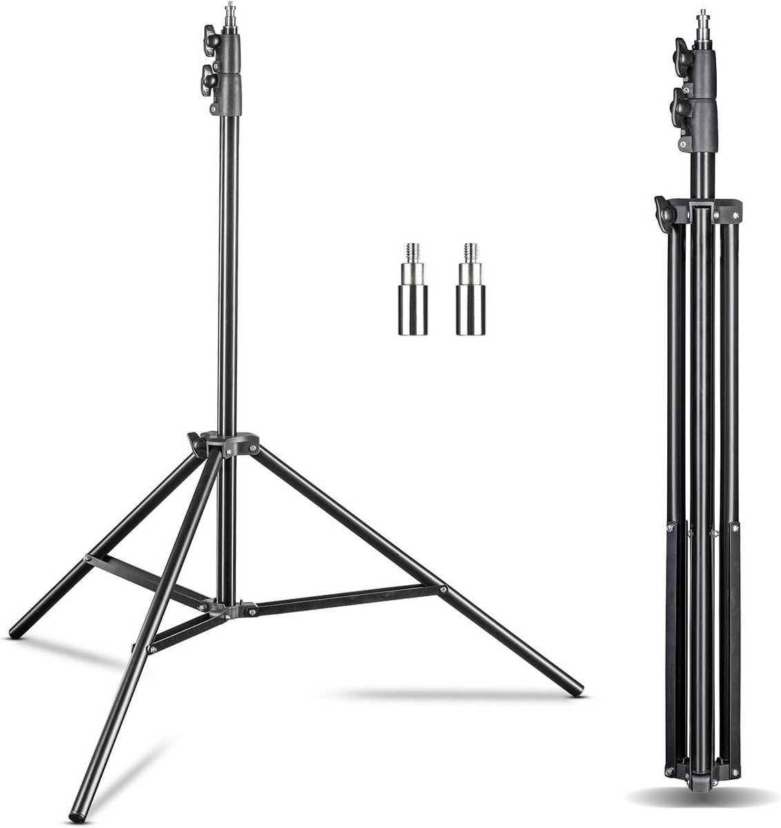 Set van 2 lampstatief 260 cm - Lichtstatief met veerdemping voor fotografie en studio