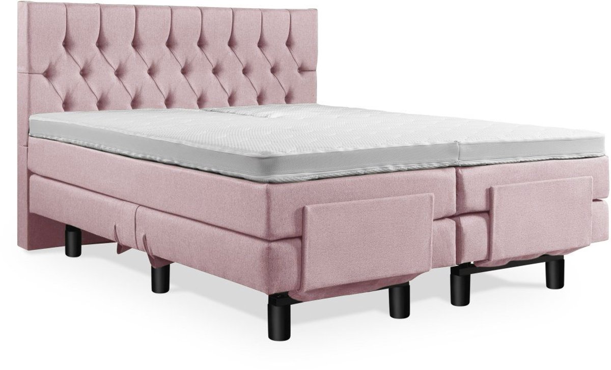 Soft Bedden Elektrische Boxspring - Incl. Gecapitonneerd Hoofdbord - 2-Persoons - 200x210 cm - Oudroze - Zonder Plint
