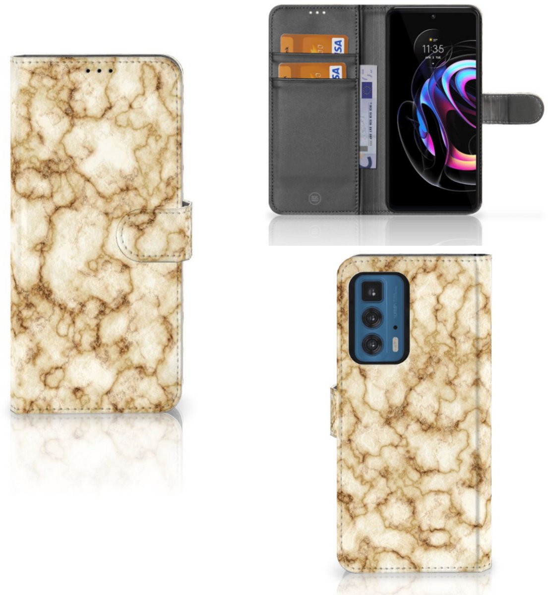 Motorola Edge 20 Pro Bookcase Marmer Goud