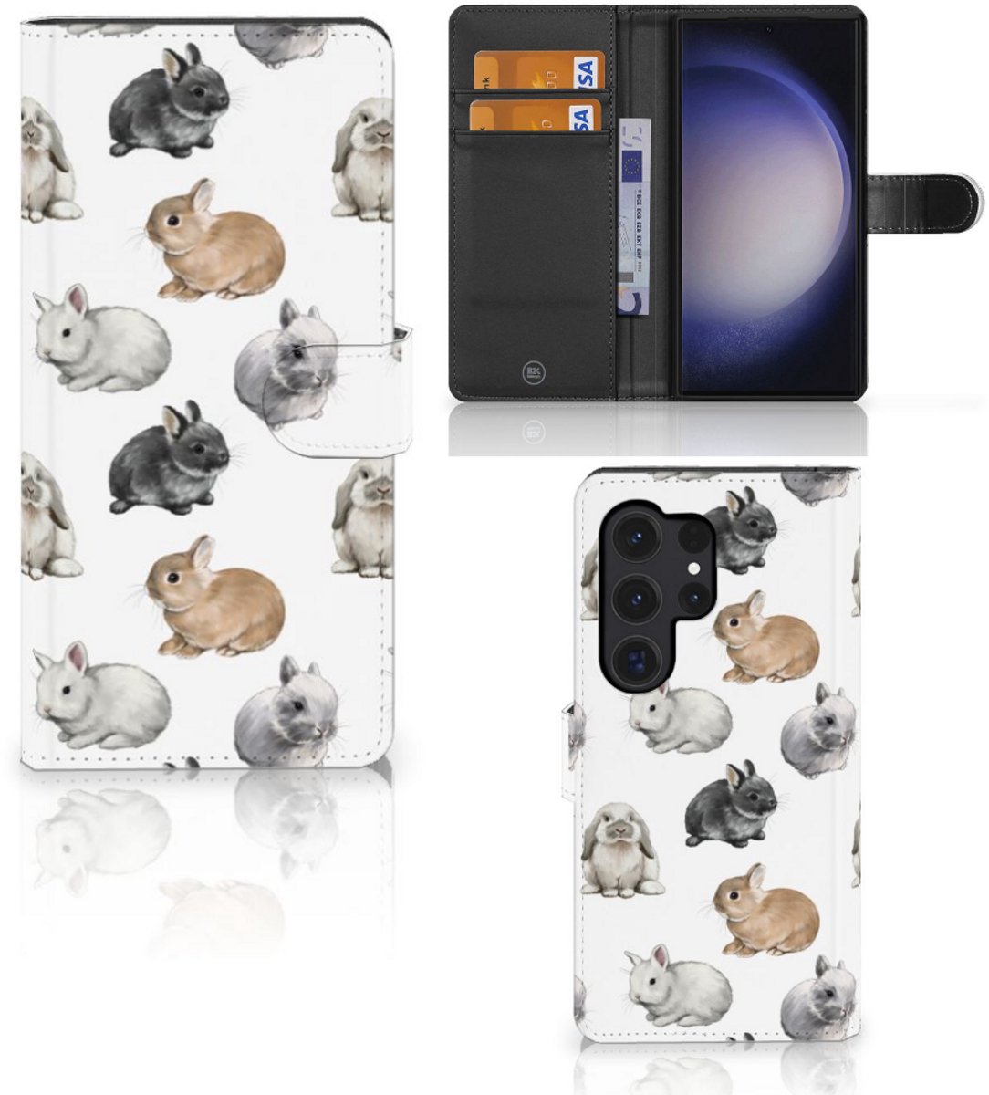 Telefoonhoesje met Pasjes voor Samsung Galaxy S24 Ultra Konijntjes