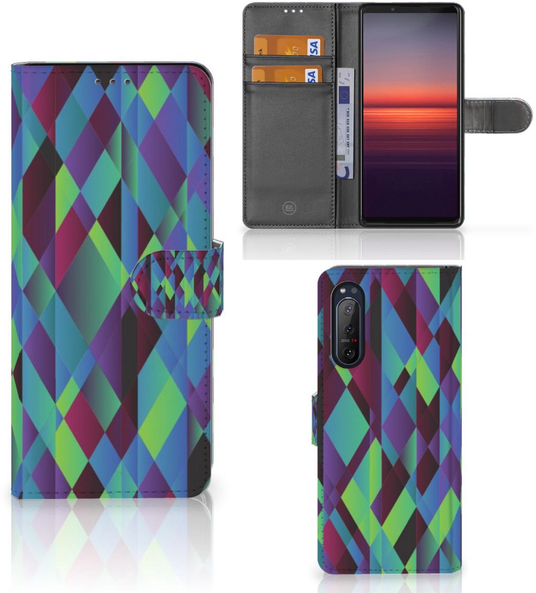 Sony Xperia 5II Book Case Abstract Green Blue