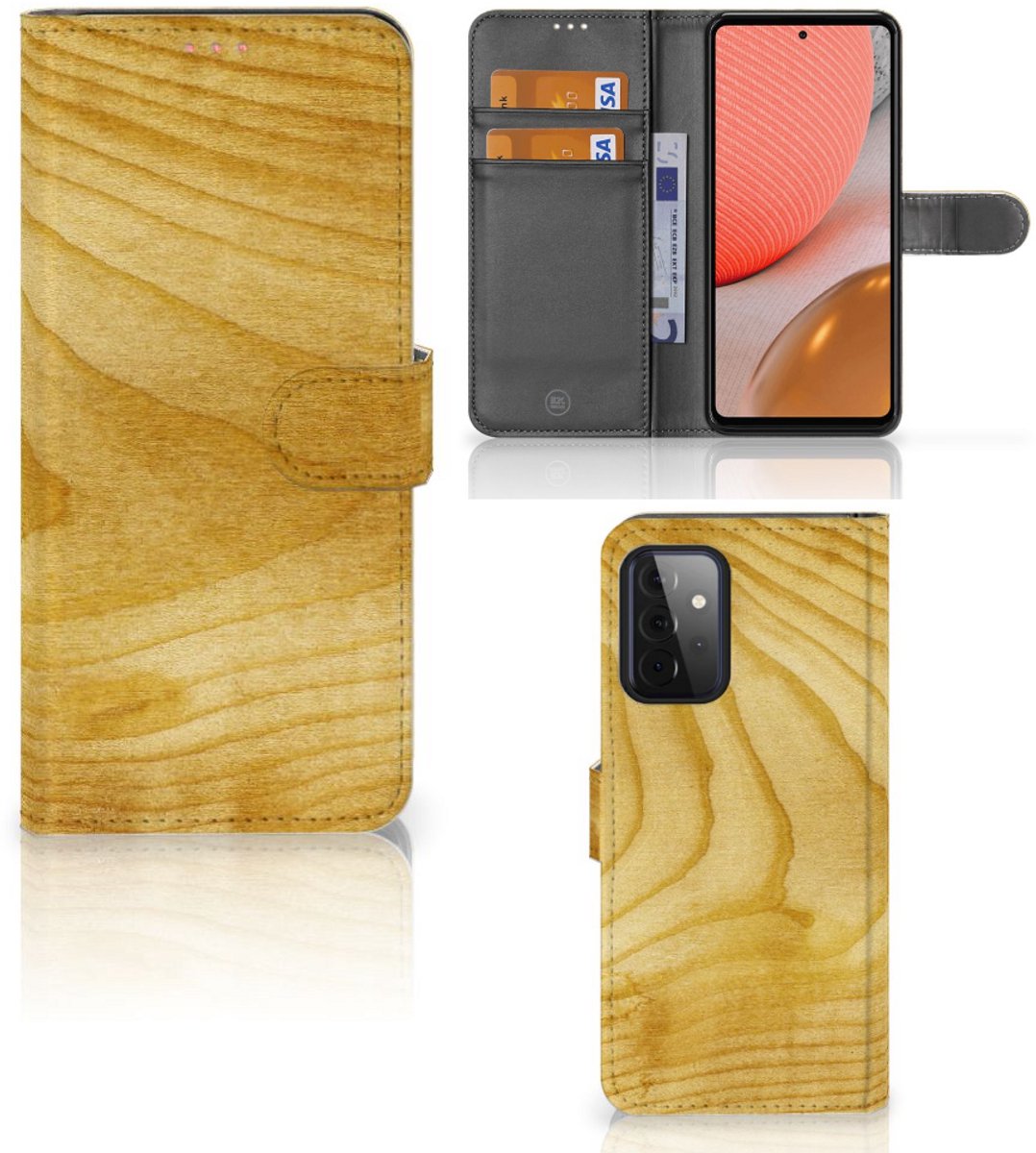 Samsung Galaxy A72 Book Style Case Licht Hout