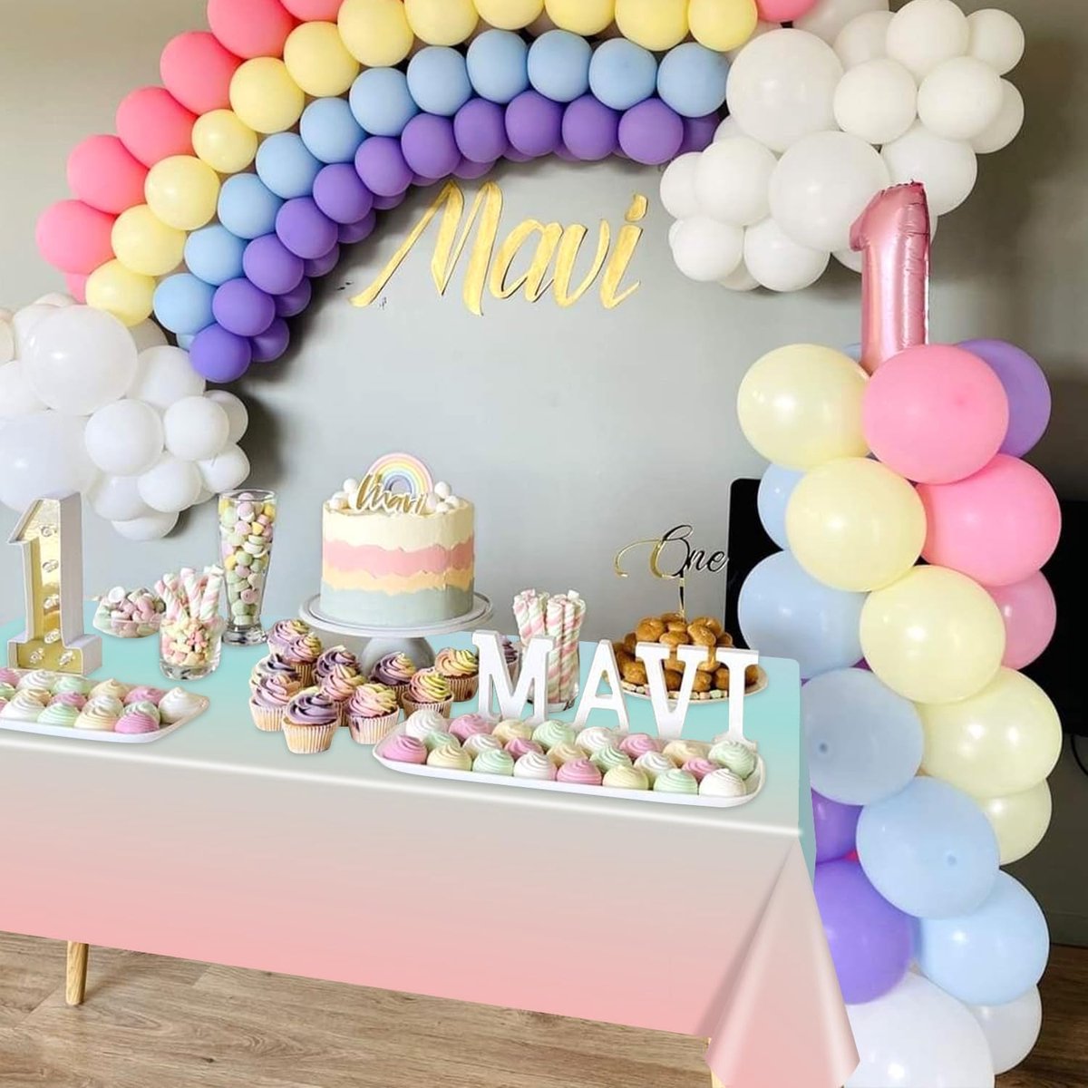 Regenboog Tafelkleed Set van 4 - Pastelkleurige Tafelkleden voor Feestdecoraties