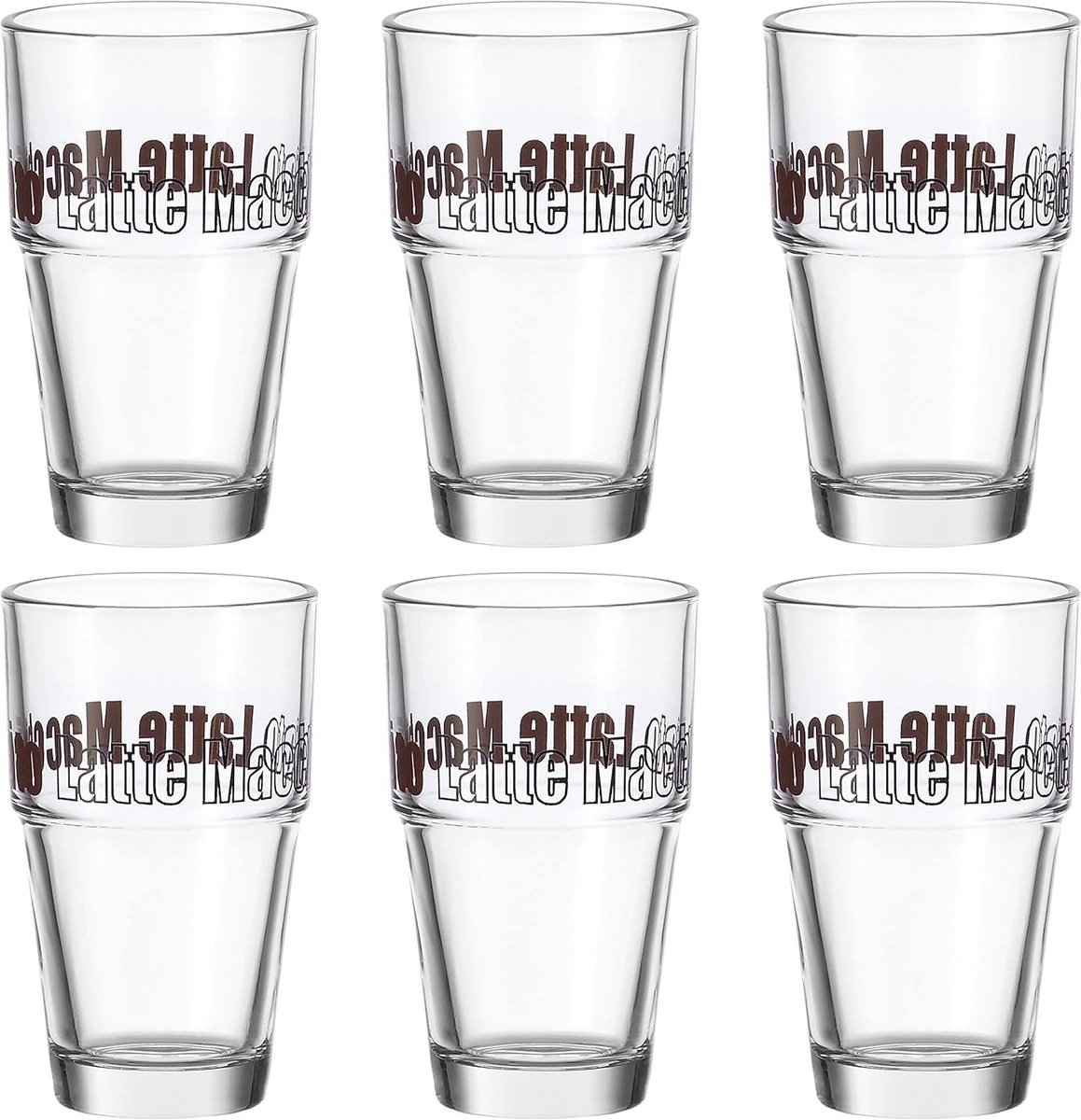 Set van 6 Latte Macchiato Glazen - Vaatwasmachinebestendige Koffieglaasjes van 410 ml