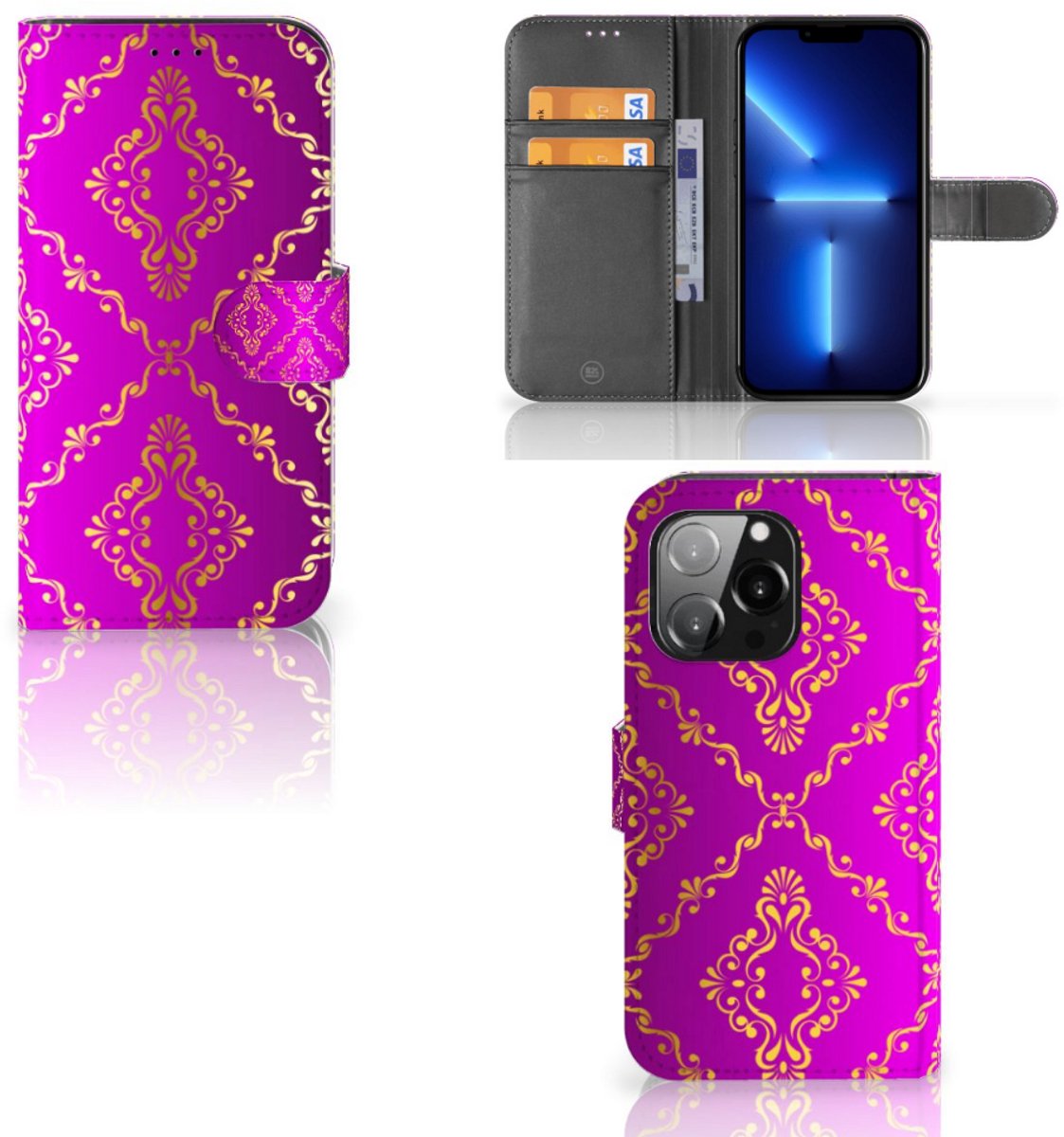 Wallet Case iPhone 13 Pro Barok Roze