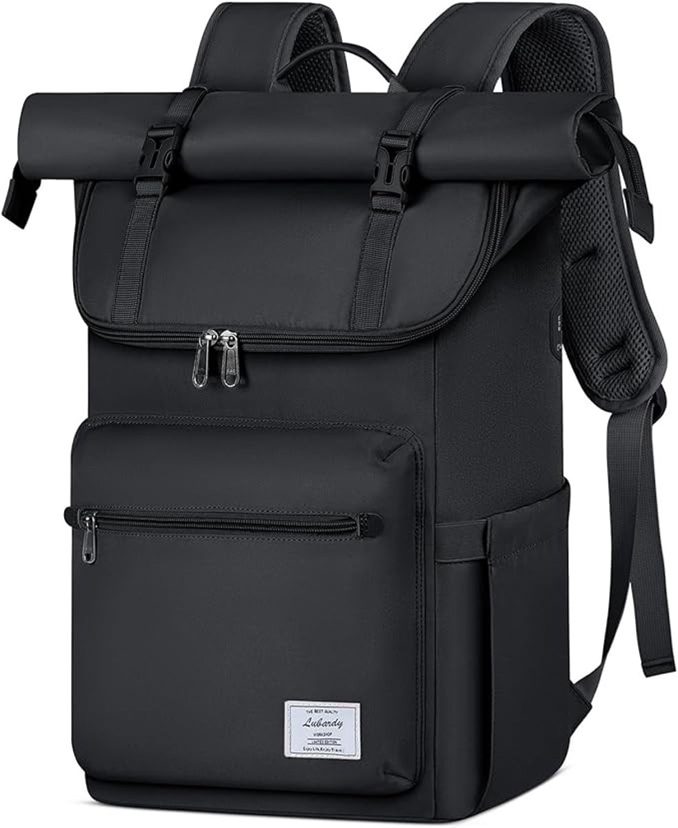 Waterdichte Rolltop Rugzak voor Dames en Heren met USB Poort - Ideale Laptoprugzak voor School, Werk en Reizen