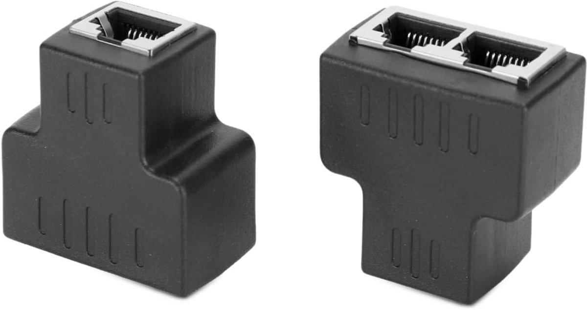 Ethernet Verloopstekker 1 naar 2 RJ45 - Netwerk Splitter Adapter voor Hubs, Switches en TV's