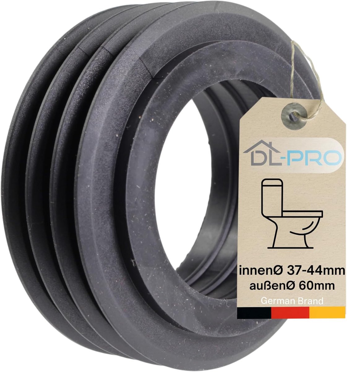 Afvoerbuisverbinder - Rubberen manchet - Lekkage dichten - Flexibele pasvorm - 37/44mm x 60mm - Zwart