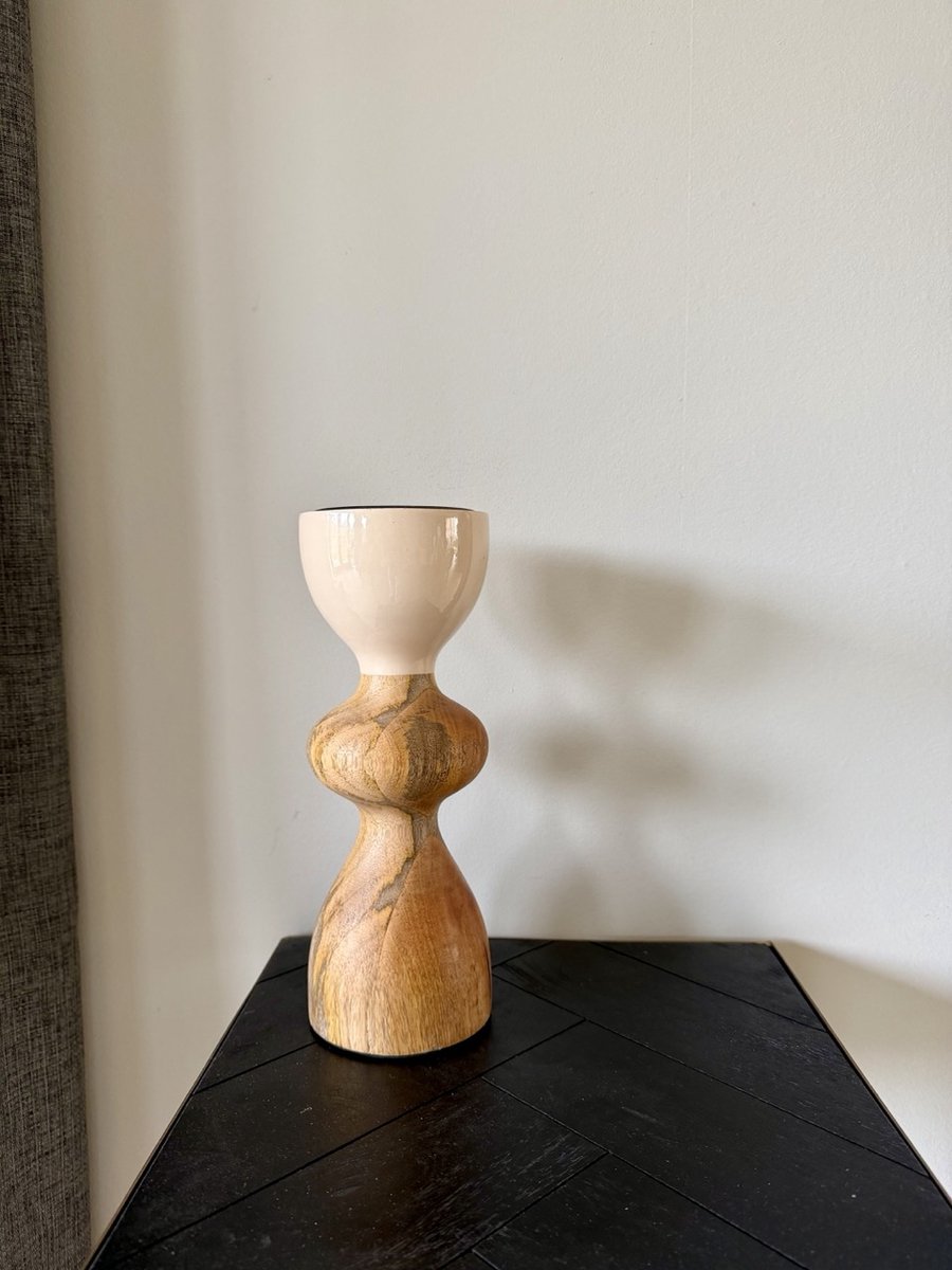 Candle Holder Beige 10x10x28cm