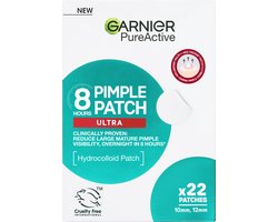 Garnier PureActive Pimple Patch Ultra - Vermindert grote rijpe puistjes zichtbaar - dikke hydrocolïde patch beschermt & absorbeert - 22 stuks