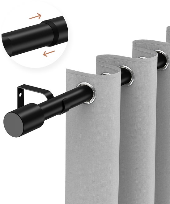 Ycolnaefllr Gordijnstangen 46 tot 114 cm, kristallen gordijnstangen voor oogjesgordijnen, moderne decoratieve, zwaar belastbare verstelbare gordijnstang voor woonkamer, eetkamer, slaapkamer