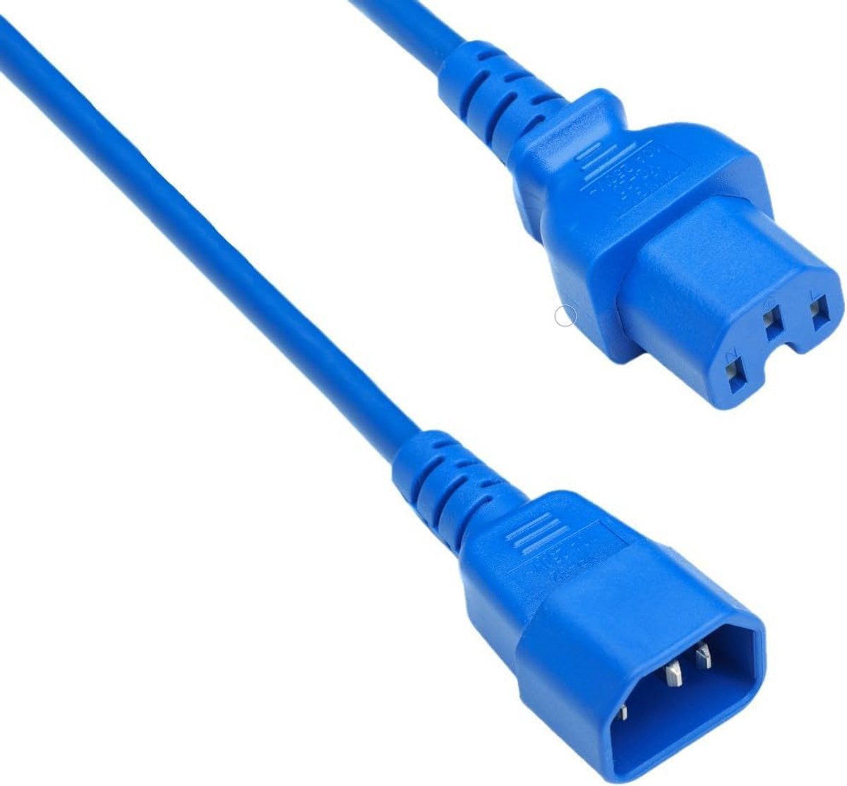 Stroomkabel C14 naar C15 met 1mm² doorsnede voor Warmetoestellen - 2 Meter Blauw
