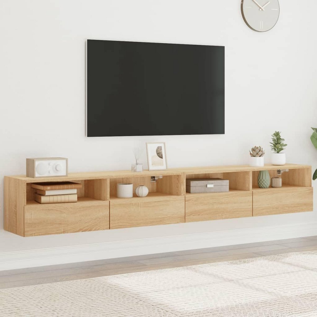 Zwevende TV-meubel Set van 2 Wandkasten voor Opslag