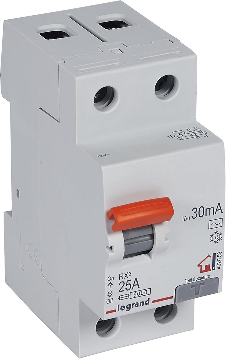 Differentiekschakelaar 2P 25A 30mA AC-Klasse voor Elektrische Installaties