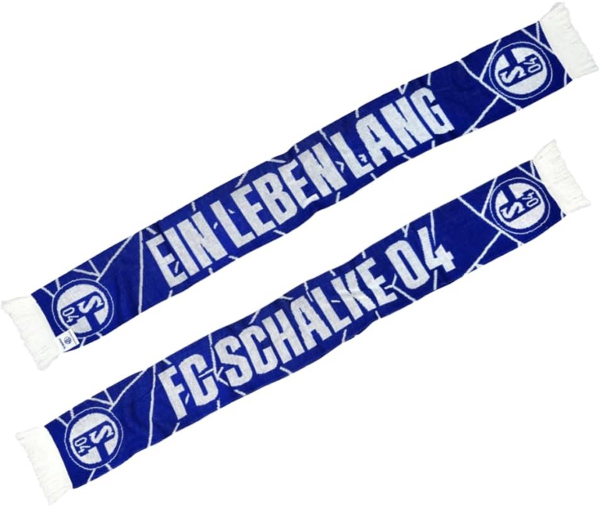 Gebreide Voetbal Sjaal Blauw Wit met Franjes voor Fans