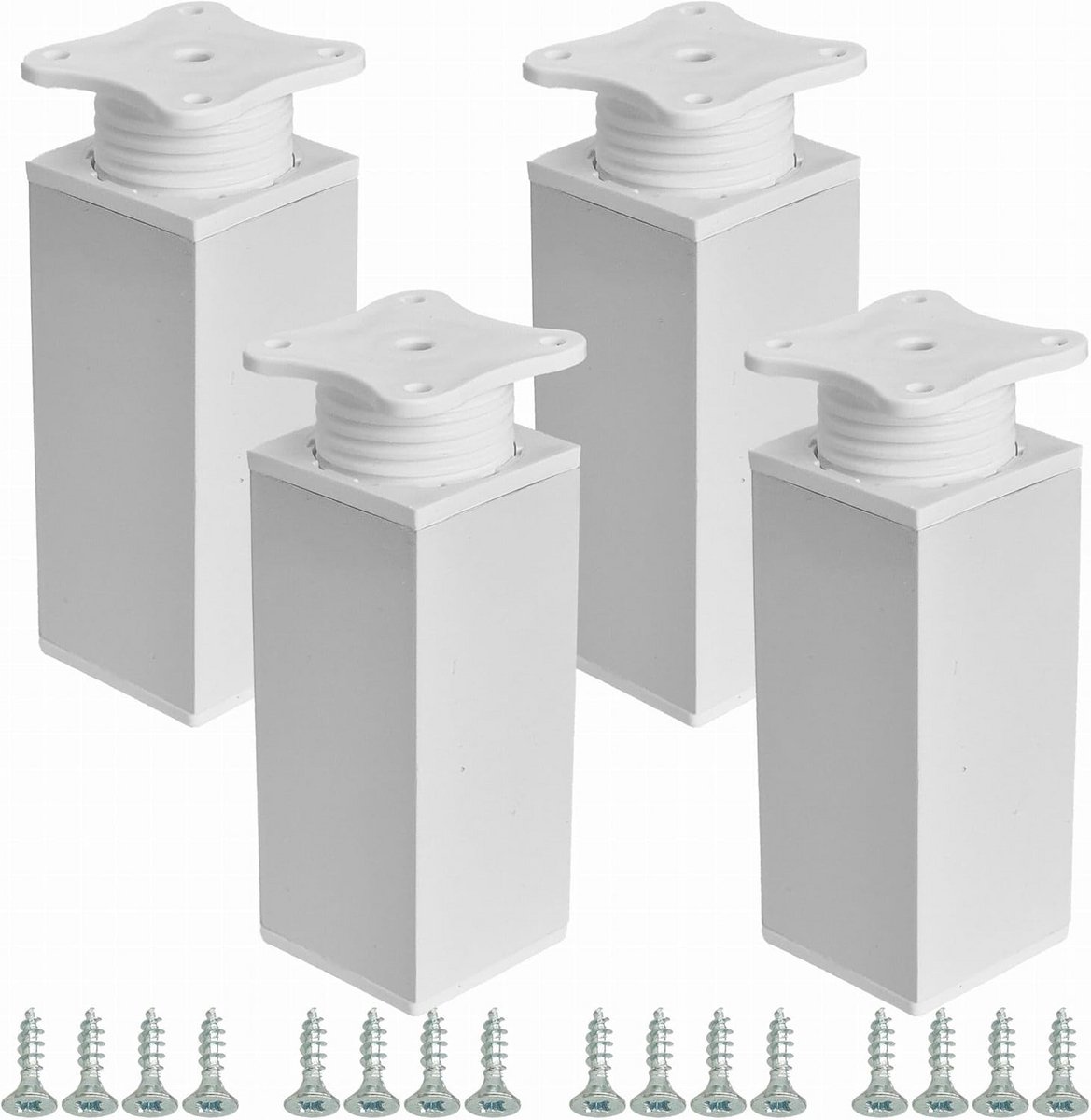 Set van 4 Verstelbare Meubelpoten 150mm in Glanzend Wit voor Kast, Bank of Stoel