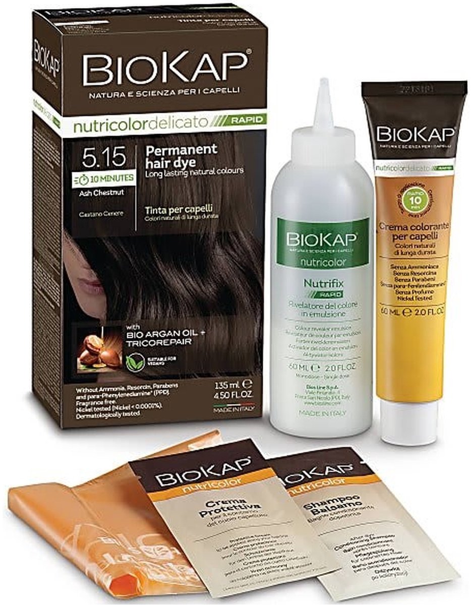 Biokap snelkastanjeessen 5.15 140 g crême|Biokap rapid ash brown 5.15 140 g of cream|Biokap rapide brun cendré 5.15 140 g de crème