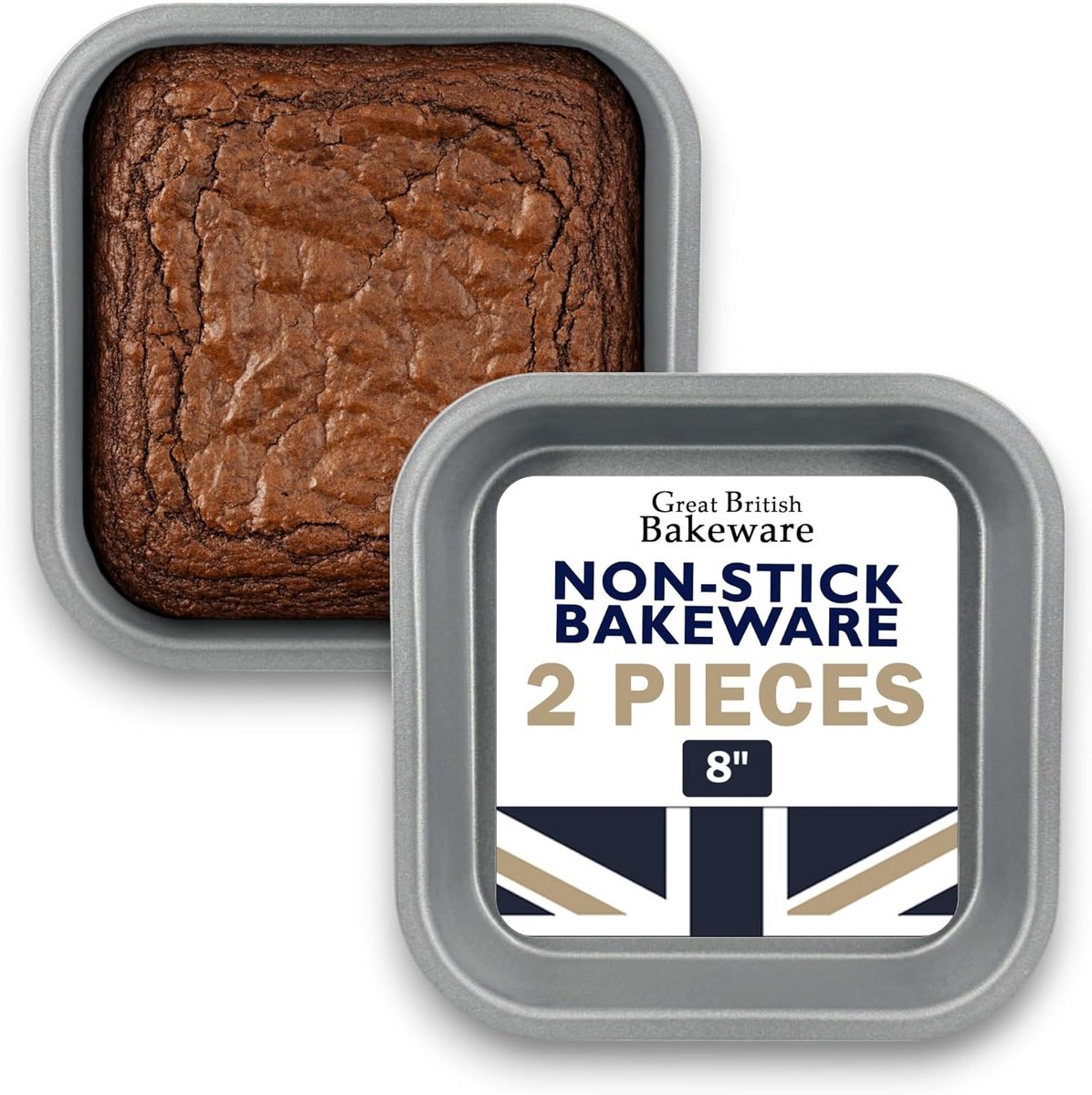 Set van 2 Vierkante Bakvormen 20 cm met Antiaanbaklaag voor Cake en Brownies