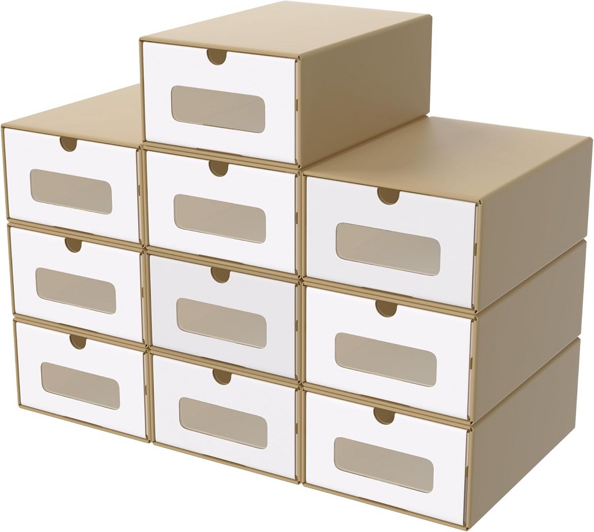 Set van 10 stapelbare opbergdozen voor schoenen met kijkvenster